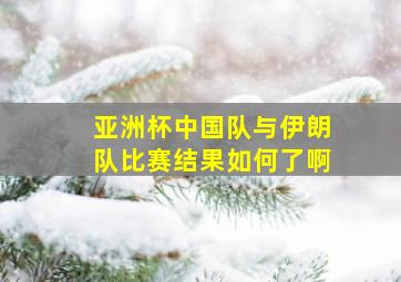 亚洲杯中国队与伊朗队比赛结果如何了啊