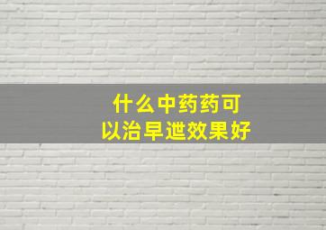 什么中药药可以治早迣效果好