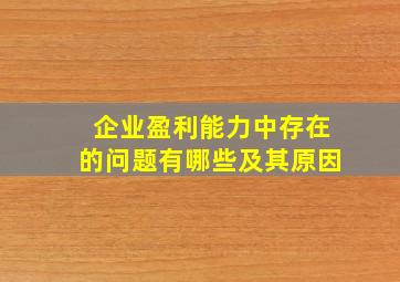 企业盈利能力中存在的问题有哪些及其原因