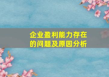 企业盈利能力存在的问题及原因分析