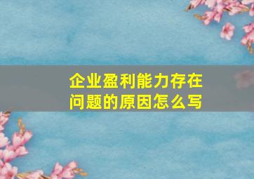 企业盈利能力存在问题的原因怎么写