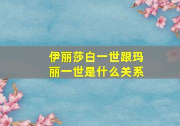 伊丽莎白一世跟玛丽一世是什么关系