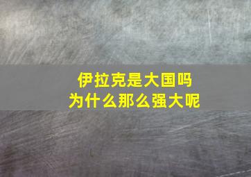 伊拉克是大国吗为什么那么强大呢