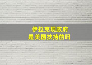 伊拉克现政府是美国扶持的吗