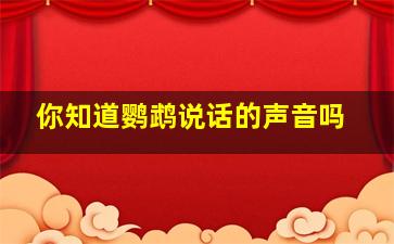 你知道鹦鹉说话的声音吗