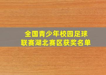 全国青少年校园足球联赛湖北赛区获奖名单