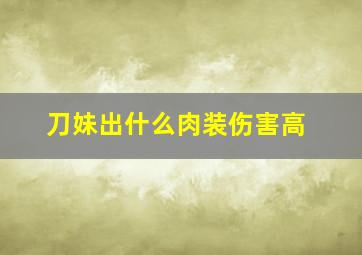 刀妹出什么肉装伤害高