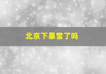 北京下暴雪了吗