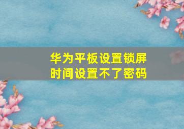 华为平板设置锁屏时间设置不了密码