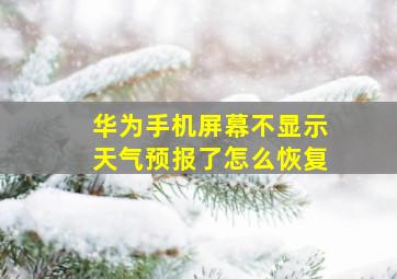 华为手机屏幕不显示天气预报了怎么恢复