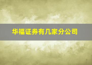 华福证券有几家分公司