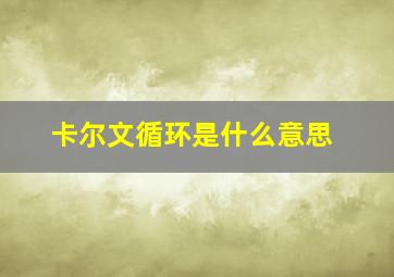 卡尔文循环是什么意思