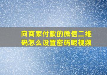 向商家付款的微信二维码怎么设置密码呢视频