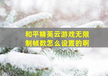 和平精英云游戏无限制帧数怎么设置的啊