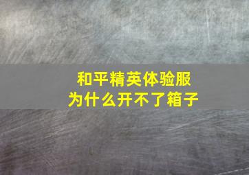 和平精英体验服为什么开不了箱子