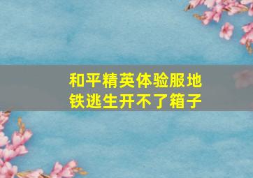 和平精英体验服地铁逃生开不了箱子