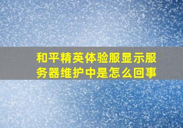 和平精英体验服显示服务器维护中是怎么回事