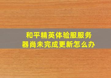 和平精英体验服服务器尚未完成更新怎么办