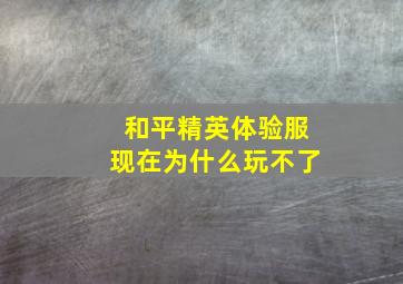 和平精英体验服现在为什么玩不了