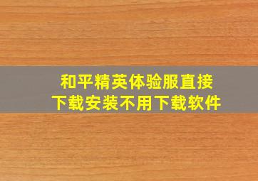 和平精英体验服直接下载安装不用下载软件