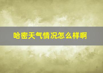 哈密天气情况怎么样啊