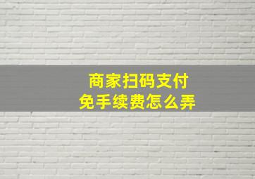 商家扫码支付免手续费怎么弄