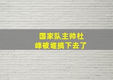 国家队主帅杜峰被谁搞下去了