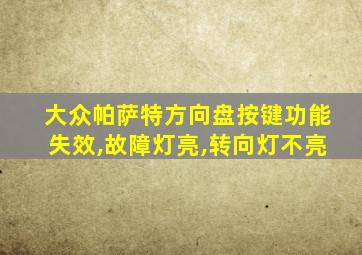 大众帕萨特方向盘按键功能失效,故障灯亮,转向灯不亮