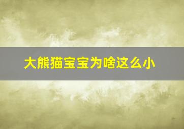 大熊猫宝宝为啥这么小