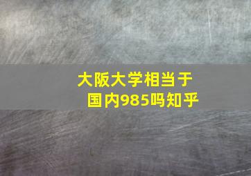 大阪大学相当于国内985吗知乎