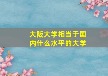 大阪大学相当于国内什么水平的大学