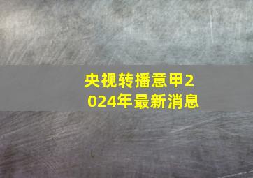 央视转播意甲2024年最新消息