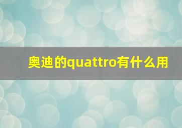 奥迪的quattro有什么用