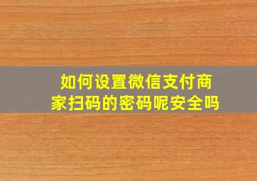 如何设置微信支付商家扫码的密码呢安全吗