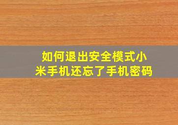 如何退出安全模式小米手机还忘了手机密码