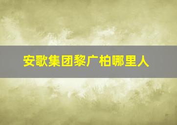 安歌集团黎广柏哪里人