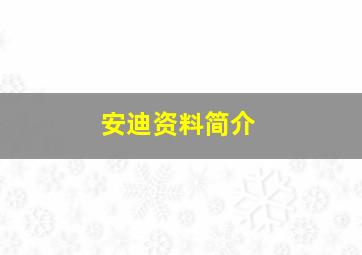 安迪资料简介