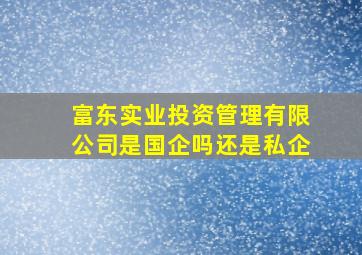 富东实业投资管理有限公司是国企吗还是私企