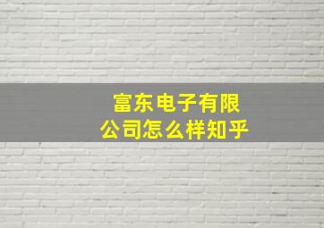 富东电子有限公司怎么样知乎