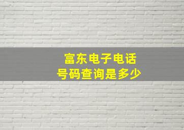 富东电子电话号码查询是多少