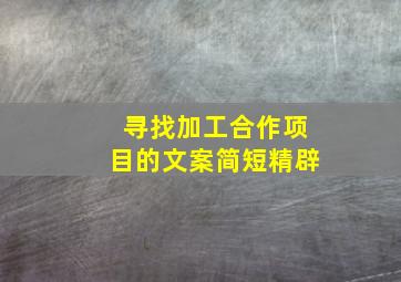 寻找加工合作项目的文案简短精辟