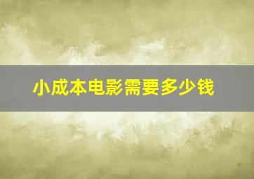 小成本电影需要多少钱