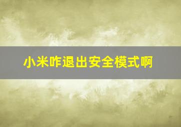 小米咋退出安全模式啊