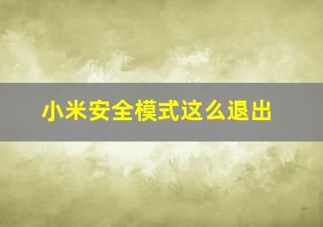 小米安全模式这么退出