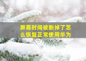 屏幕时间被删掉了怎么恢复正常使用华为