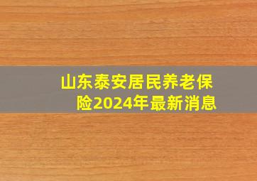 山东泰安居民养老保险2024年最新消息