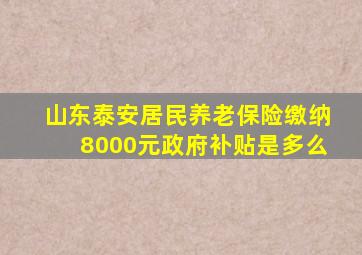 山东泰安居民养老保险缴纳8000元政府补贴是多么