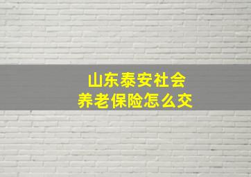 山东泰安社会养老保险怎么交