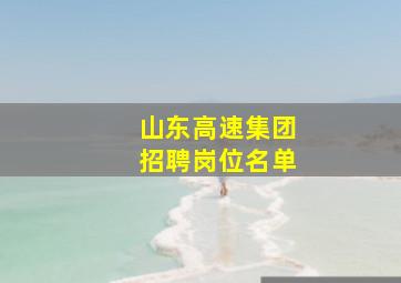 山东高速集团招聘岗位名单