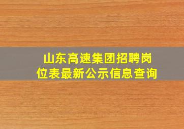 山东高速集团招聘岗位表最新公示信息查询